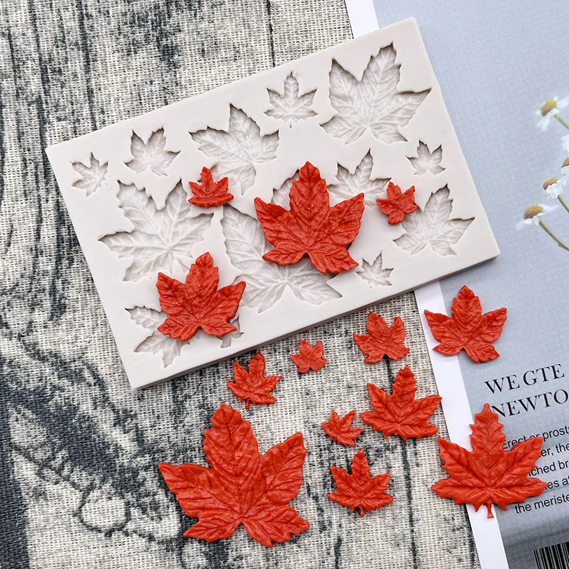 2-Piece Maple Leaf Silicone Mold Set - Fondant & Resin Mold For Baking & Crafts