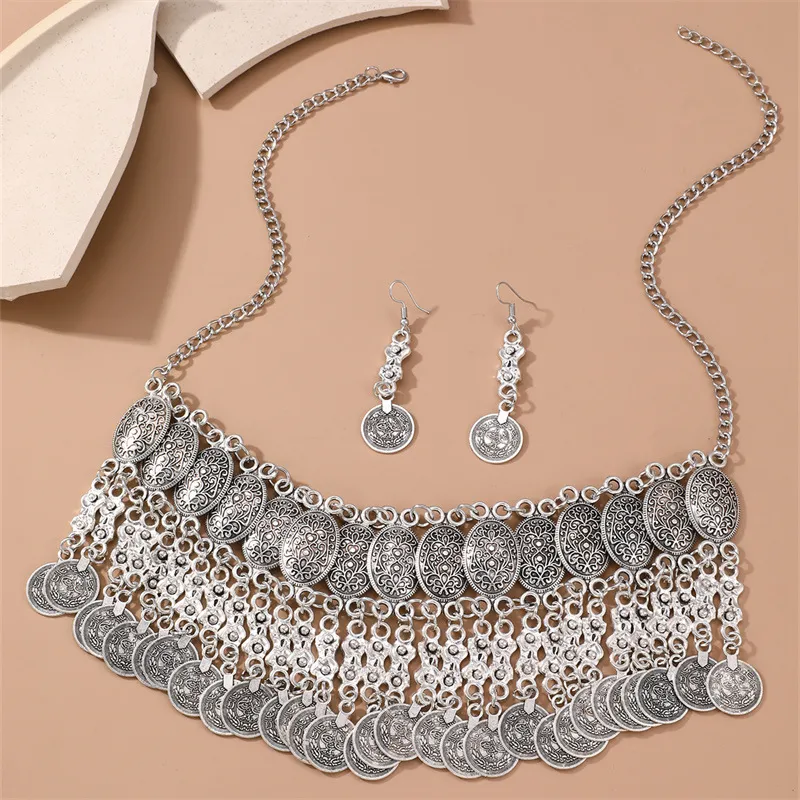 Collier Ras De Cou Déclaration En Laiton Argenté - Style Antique - Fait Main En Inde - Neuf