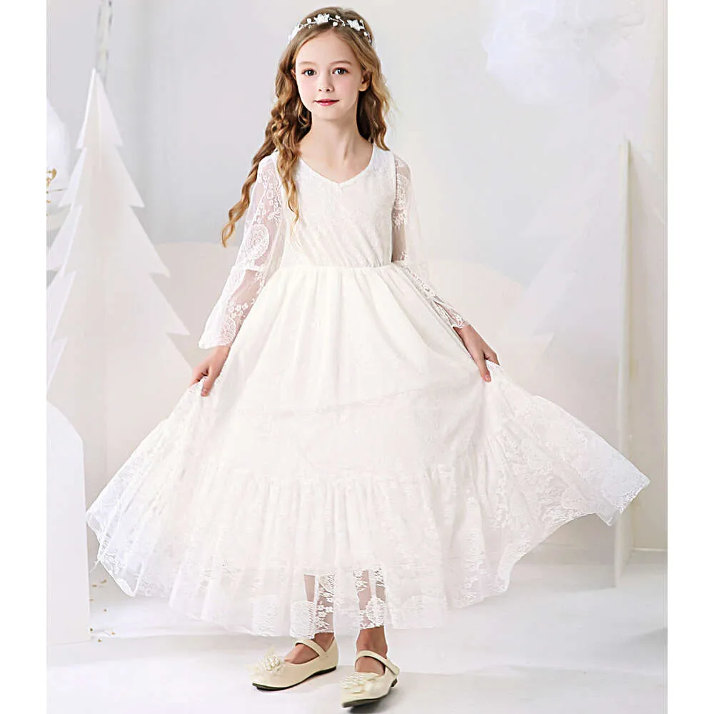 beige toddler dress long sleeve Dave&Bella Toddler Girls Cute Floral Print Beige Breathable Cotton Long  Sleeve A-line Dress main image 0