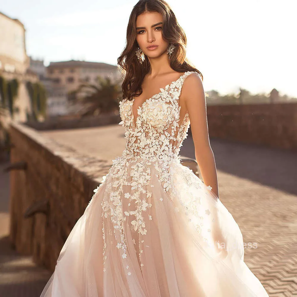 Summer Womens Sleeveless Lace Wedding Dress Deep V-neck Embroidered Long  Dress from Dhgate Basic & Casual Dresses - price 31.16