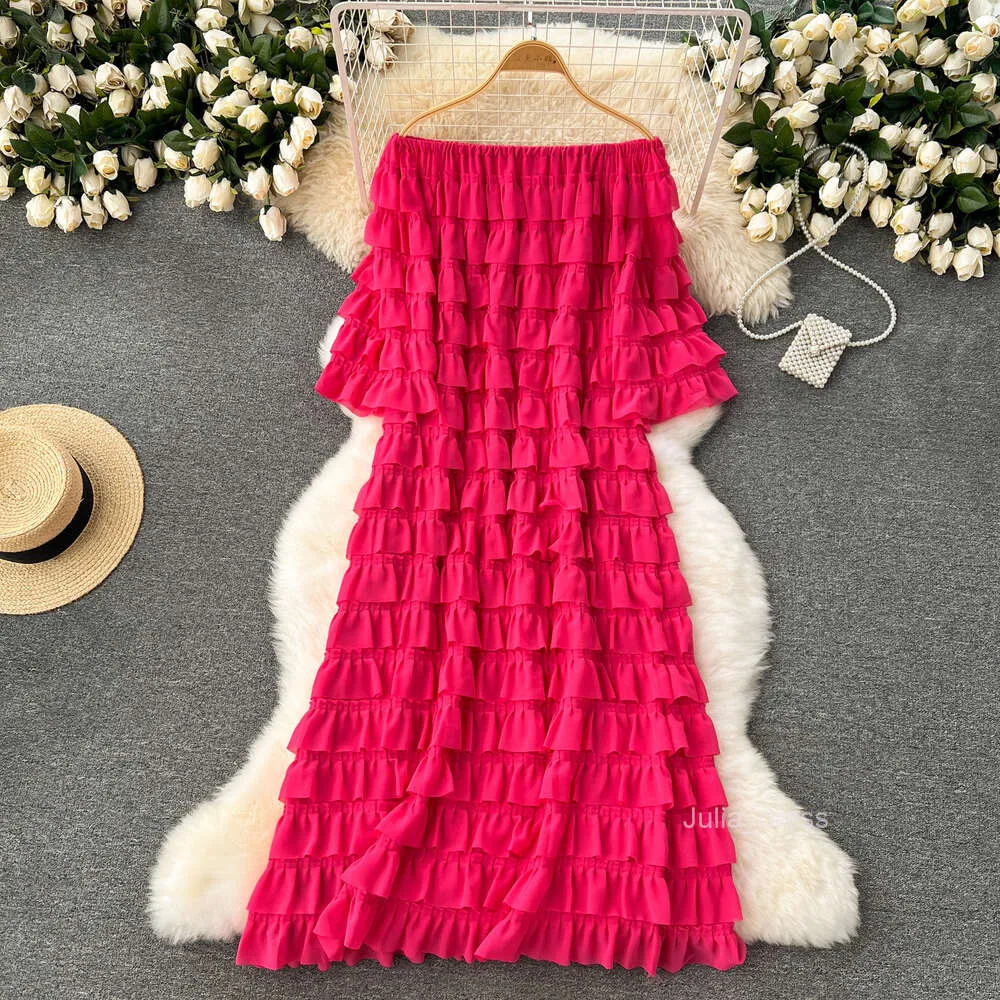 One Shoulder Ruffled Dress with Flare Sleeves and Ruffle Edge Mid-Length  Early Spring Dress from Dhgate Basic & Casual Dresses - price 36.69