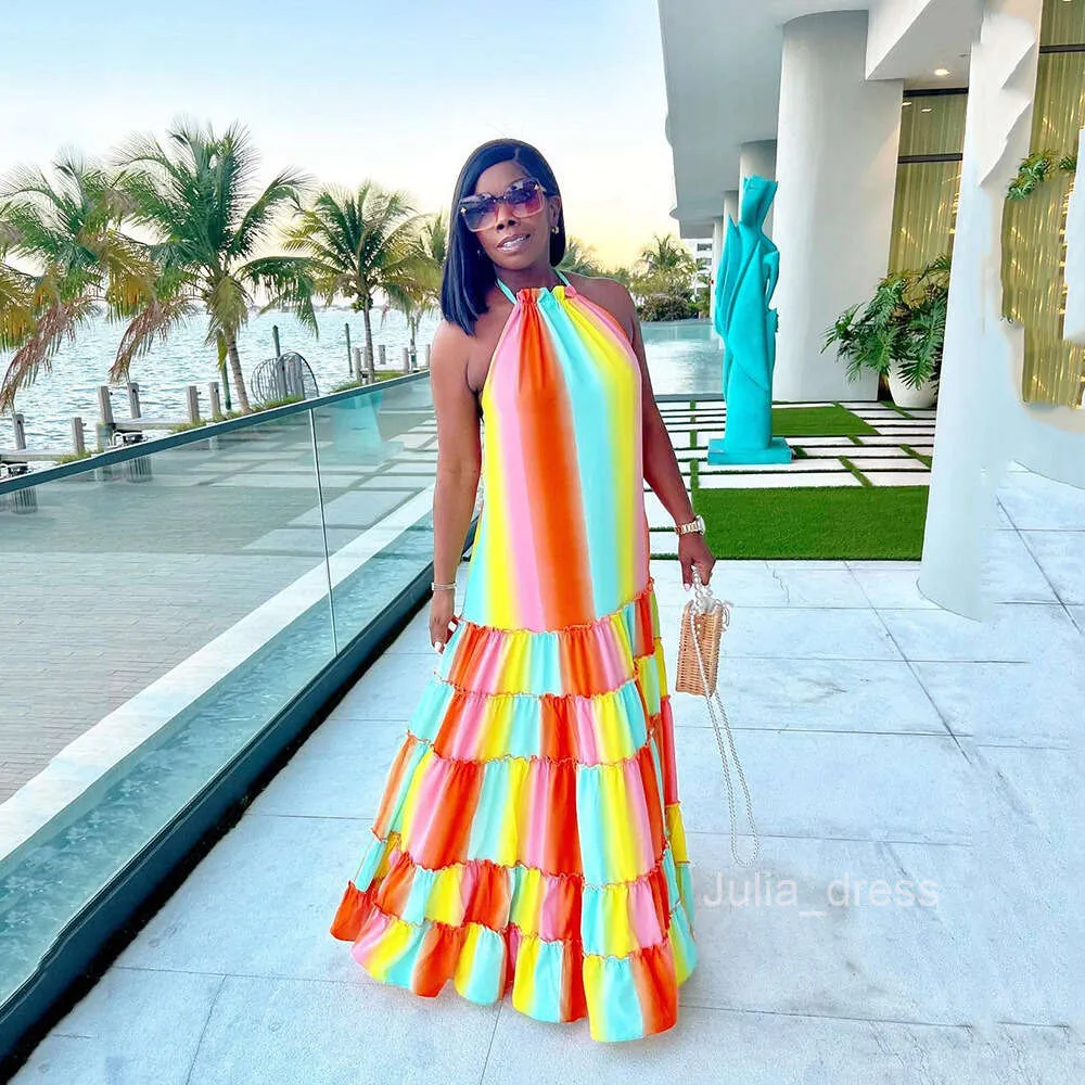 halter sling dress 2024 Summer Women's Sling Halter Dress with Animal Print & Tiered Ruffled  Skirt – Flowy Ball Gown Maxi Dress for Beach Parties