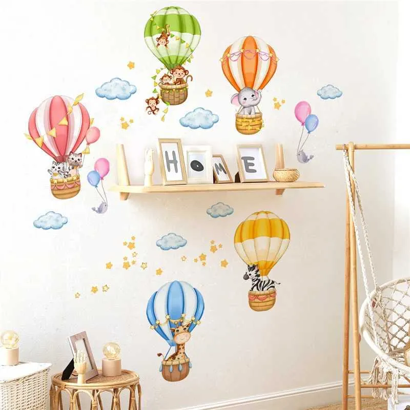DHgate.com:Cartoon Animal Hot Air Balloon Wall Decals - Colorful ...