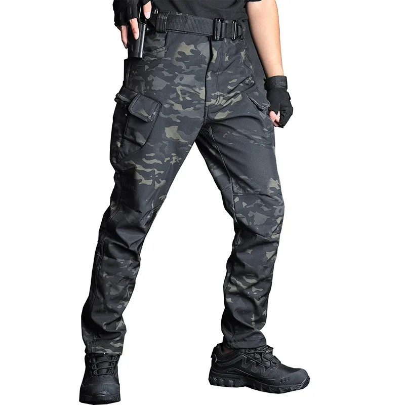Men's Tactical Cargo Pants Camouflage Military Fleece Waterproof ...