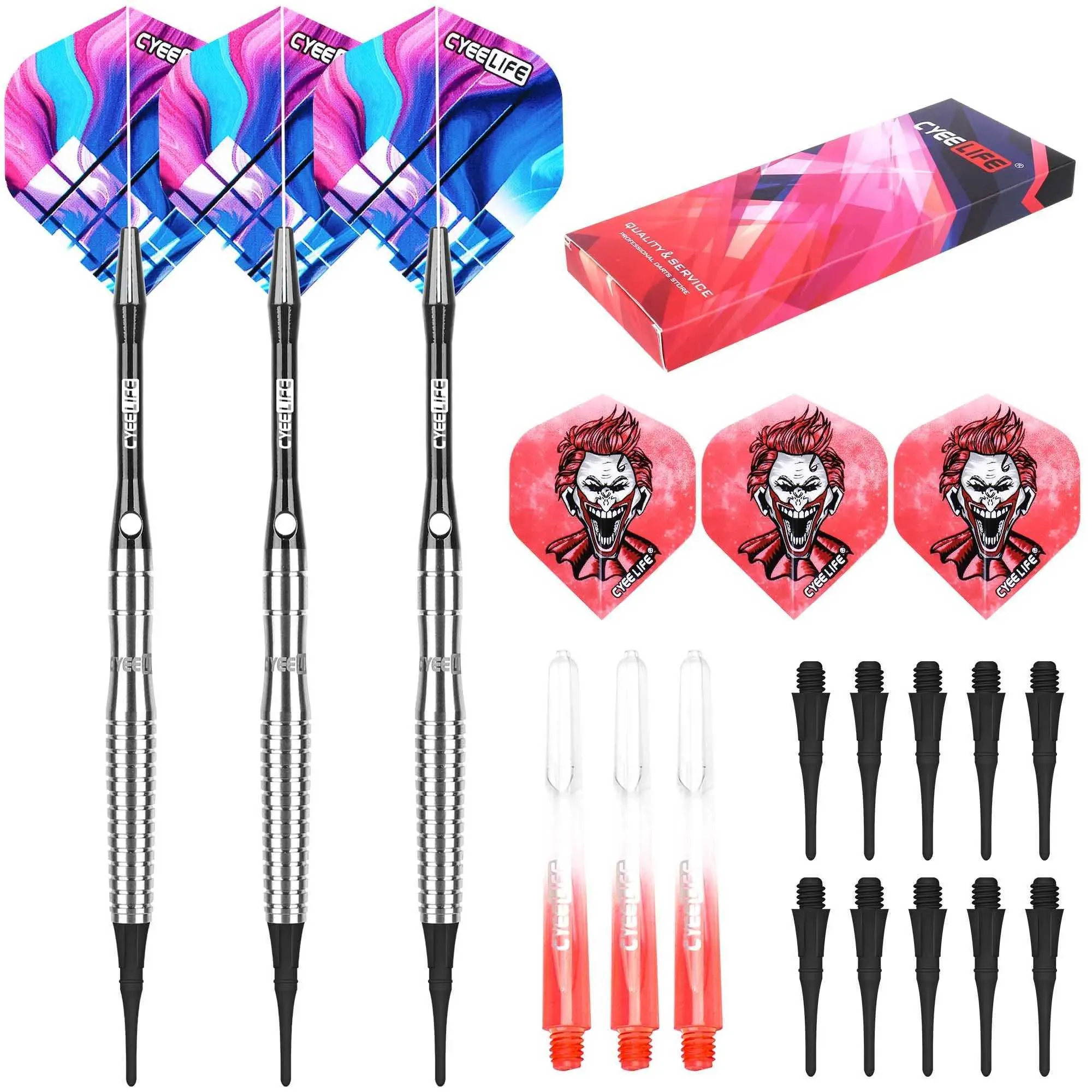 Jiahuade Professionele dartpijlen, dartpijlen met metalen punt, punt van wolfraamstaal, professionele stalen punt, dartpijlen met stalen punt (blauw