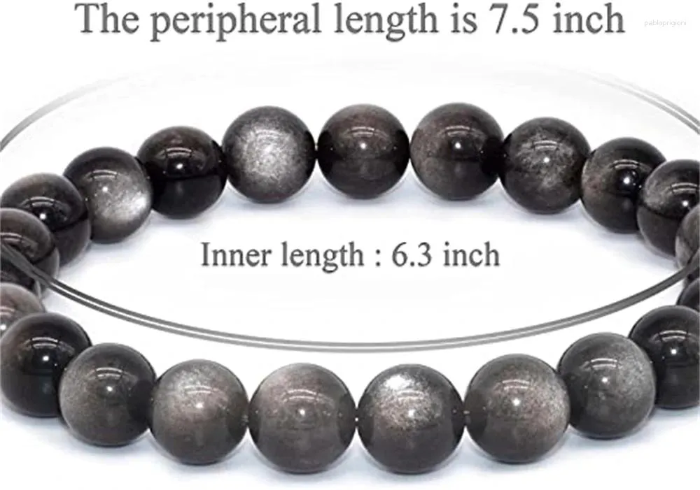 Strand Natural Gemstone Siery Obsidian Bracelet Round Beads Gem Stone Healing Crystals Quartz Chakra Bracelets For Women_voghion.com