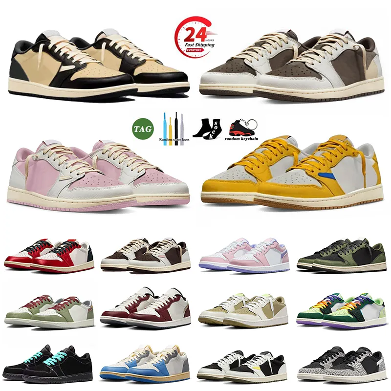 1s Low Jump Man Basketballschuhe Jumps 1 Designer Pale Vanilla Pink Dark Pony Schwarz Phantom Mocha Og Golf Oliven Kanarienvögel Ungewungen Zehen Fragment -Fragment -Turnschuhe