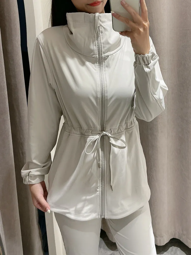 Womens Girdling High Waist Jackets Trench Coat Turn Down Collar Fitness Wear Yoga Jacket Sportswear Outfit Running Train Exercise Long Sleeve Waterproof Tops 036 From 29 84 DHgate