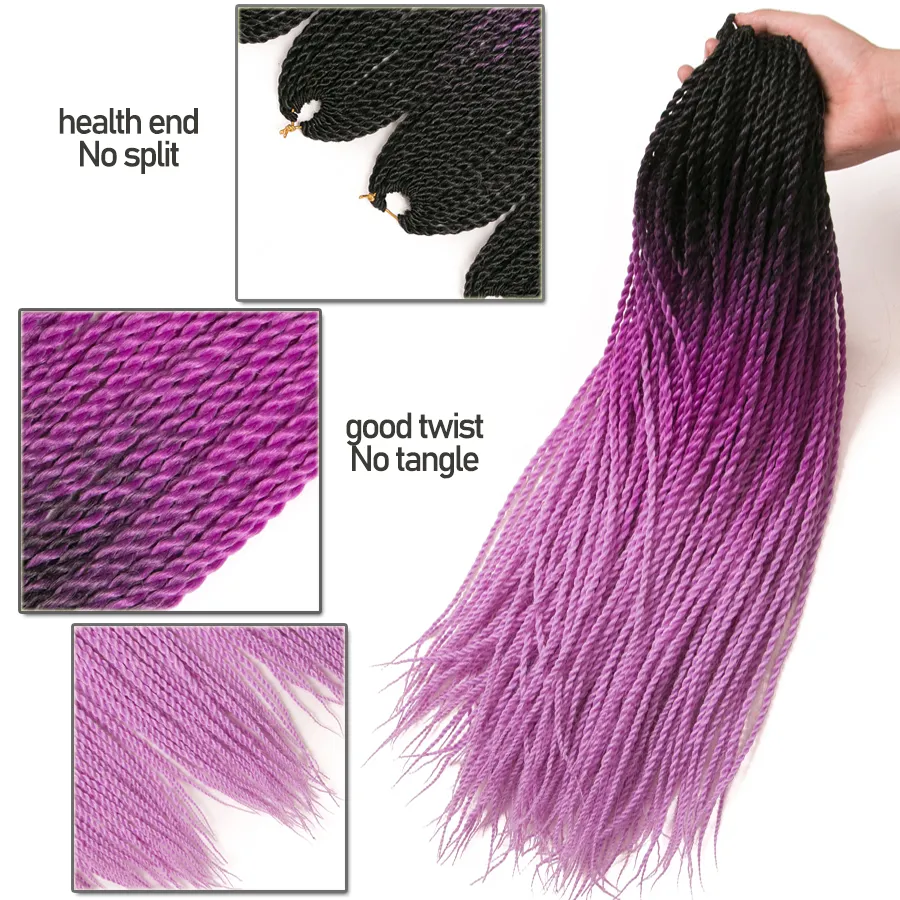 Crochet Hair Braid Synthetic 24 Inch Senegalese Twist Ombre  display picture 1