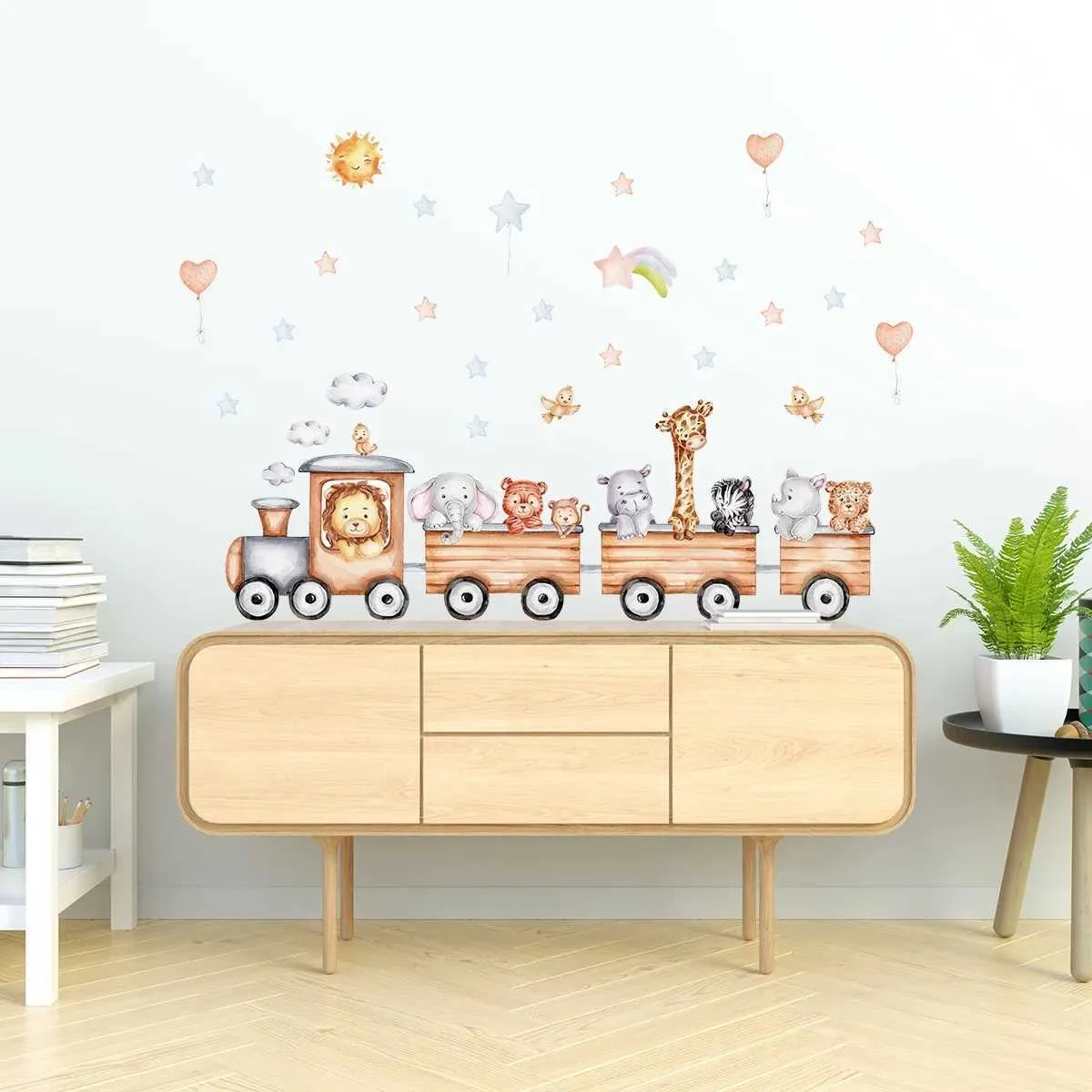 DHgate.com:Cartoon Animal Train Wall Decals for Kids Rooms and ...