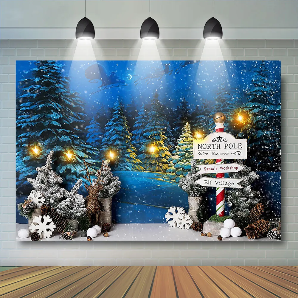 Weihnachten Winter Schnee Nacht Kulisse Santa Rentier Hintergrundbäume  Fotostudio Requisiten Neujahr Tapete Family Party Dekor Dekor Von 16,17 € |  DHgate, image size:1000x1000