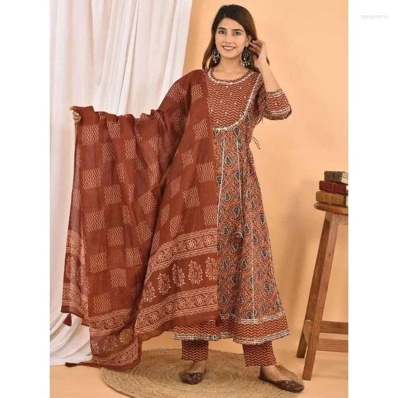 Brown Cotton Salwar Kurti Pants Dupatta Dress Readymade Ethnic Skirts Online From Pangxiemo 81.66 DHgate.Com