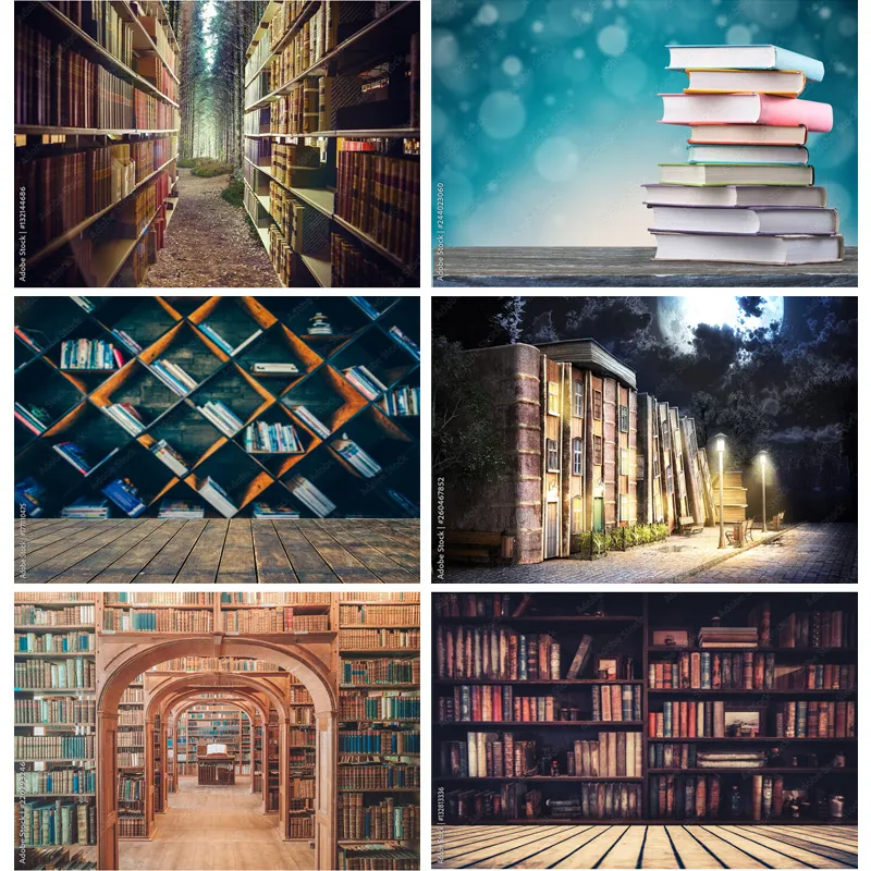 Wholesale Vintage Bookshelf Book Library Photography Backdrops Portrait ...
