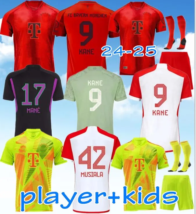 23 24 Bayern Munich Kane Soccer Jerseys Gravenberch Sane de Ligt Muller Davies Kimmich Shirts de football à manches longues Men Kid Kit Coman 23 24 Fans uniformes Joueur
