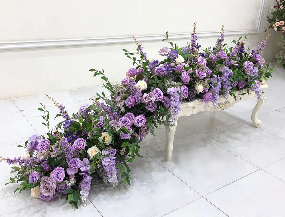White Rose Hydrangea Flower Runner Table Decoration, Bridal Shower ...