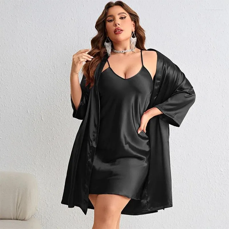 Plus Size Satin Silk Plus Size Silk Robe And Nightgown Set For Women Sexy Pajama Style With Dressing Gown For Sleepwear And Sleep From Hubertamber 29.19 DHgate.Com