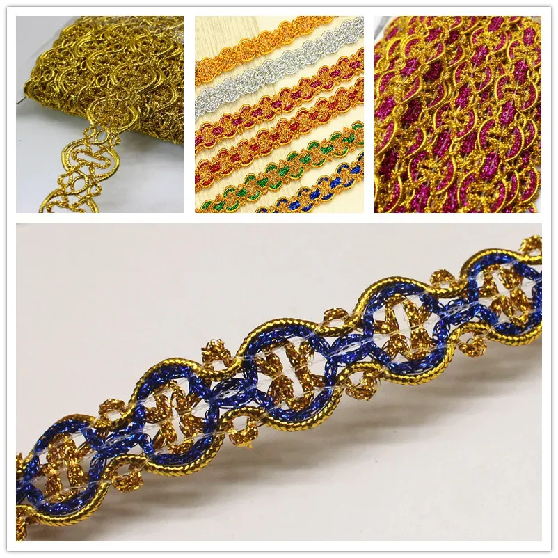 15 Yds Gold Lace Ribbon Crochet Lace Braid Trim Sewing Tape 0.87 in 2.2 ...