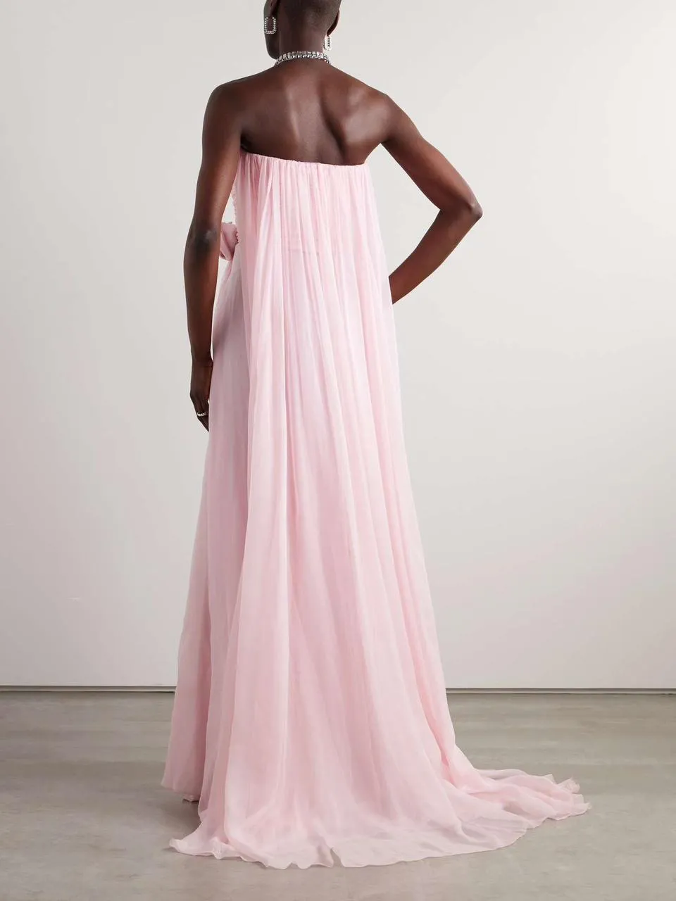 knee length dresses for ladies Celebrity Pink Saten Fair Leadress main image 1