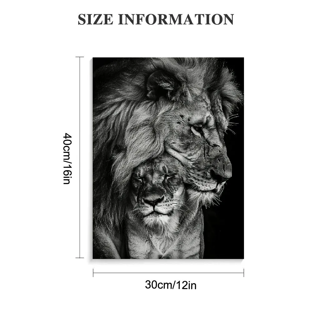 Lion And Lioness Canvas Wall Art Black And White Animal Print For Living Room De