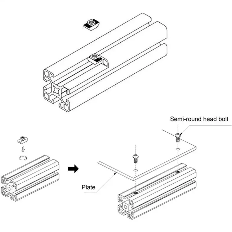 10-Pack 2020 Series Aluminum Profile Straight Line Connector Extended Length Bracket Fastener With M5 Screw For T/V Slot 6mm Aluminum Extrusion Profile Connect Parts