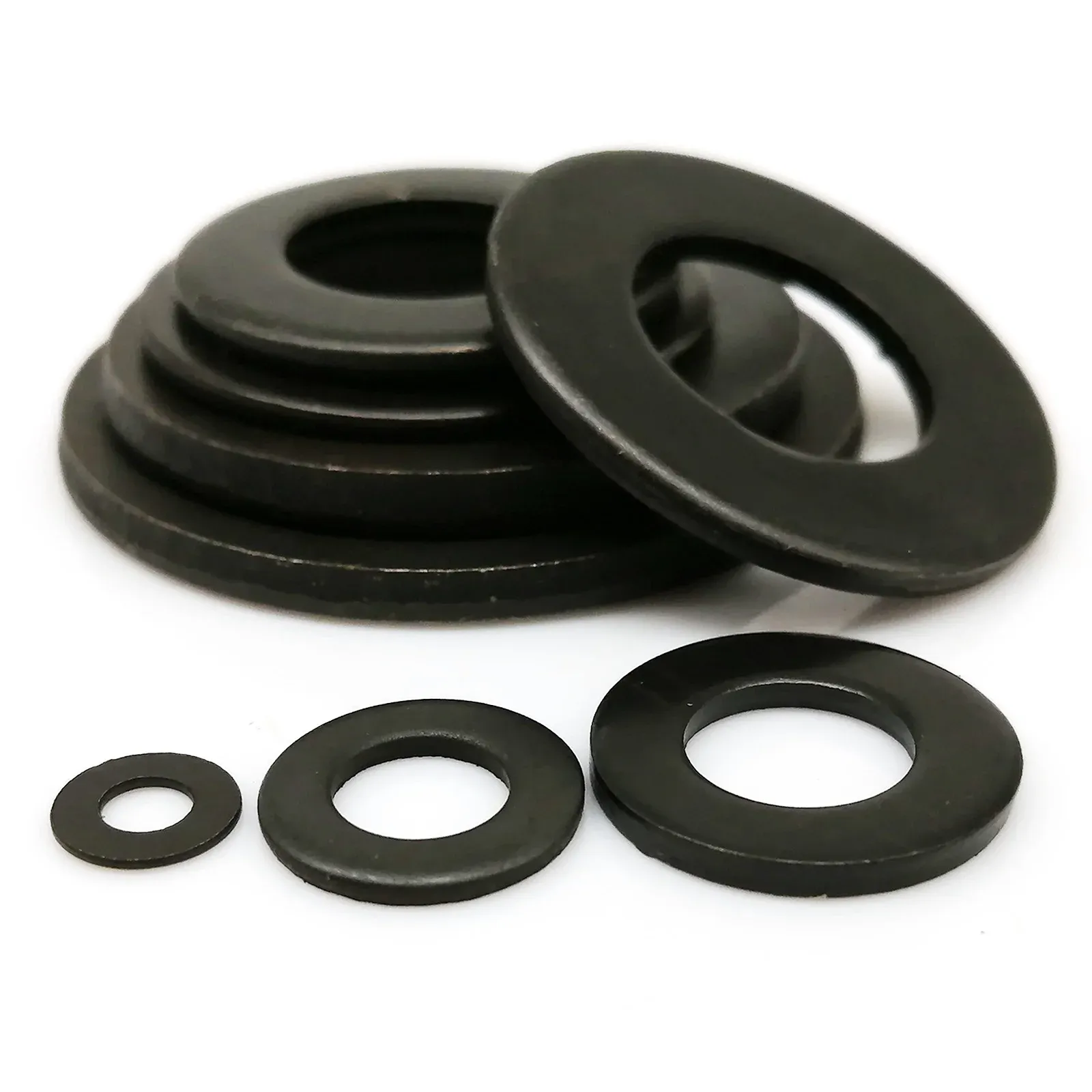 100 Pcs M8 Black Oxide Steel Washers - 8mm Inner Diameter Flat Washers