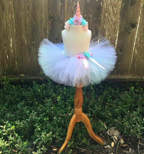 Unicorn Tutu Skirt For Girls Fluffy Pastel Tulle Pettiskirt With Hairbow For Birthday And Christmas From Homepro11 13.14 DHgate.Com
