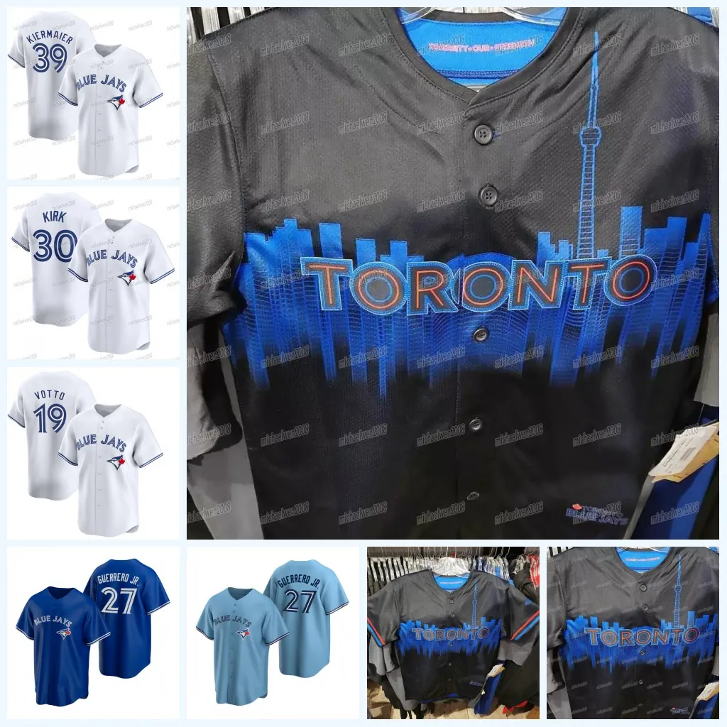 27 Vladimir Guerrero Jr. 2024 City Connect Jays Jerseys Blue Daulton Varsho Kevin Gausman Bo Bichette George Springer Justin Turner Alejandro Kirk Kikuchi Toronto