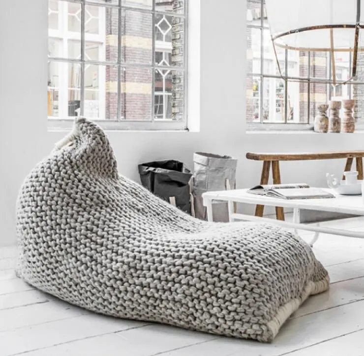 Knitted Bean Bag Chair Bag Chairs Grey Knitted Bean Bag Knitted
