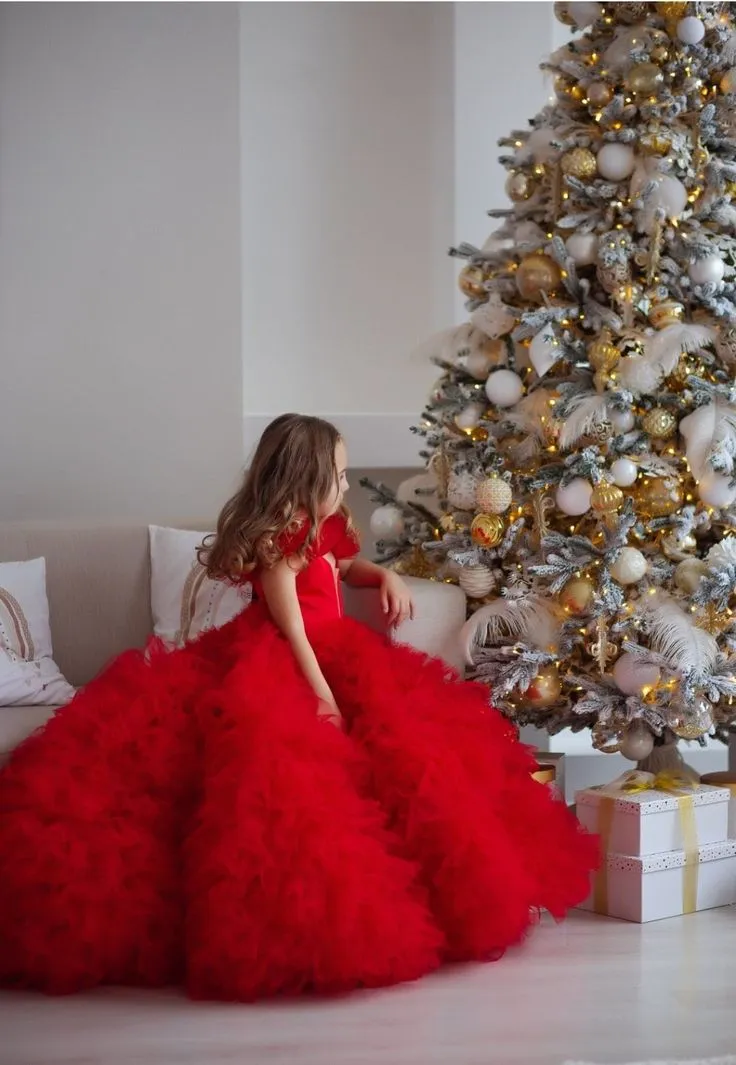 white christmas dresses Burgundy Christmas Tree Tutu Dress