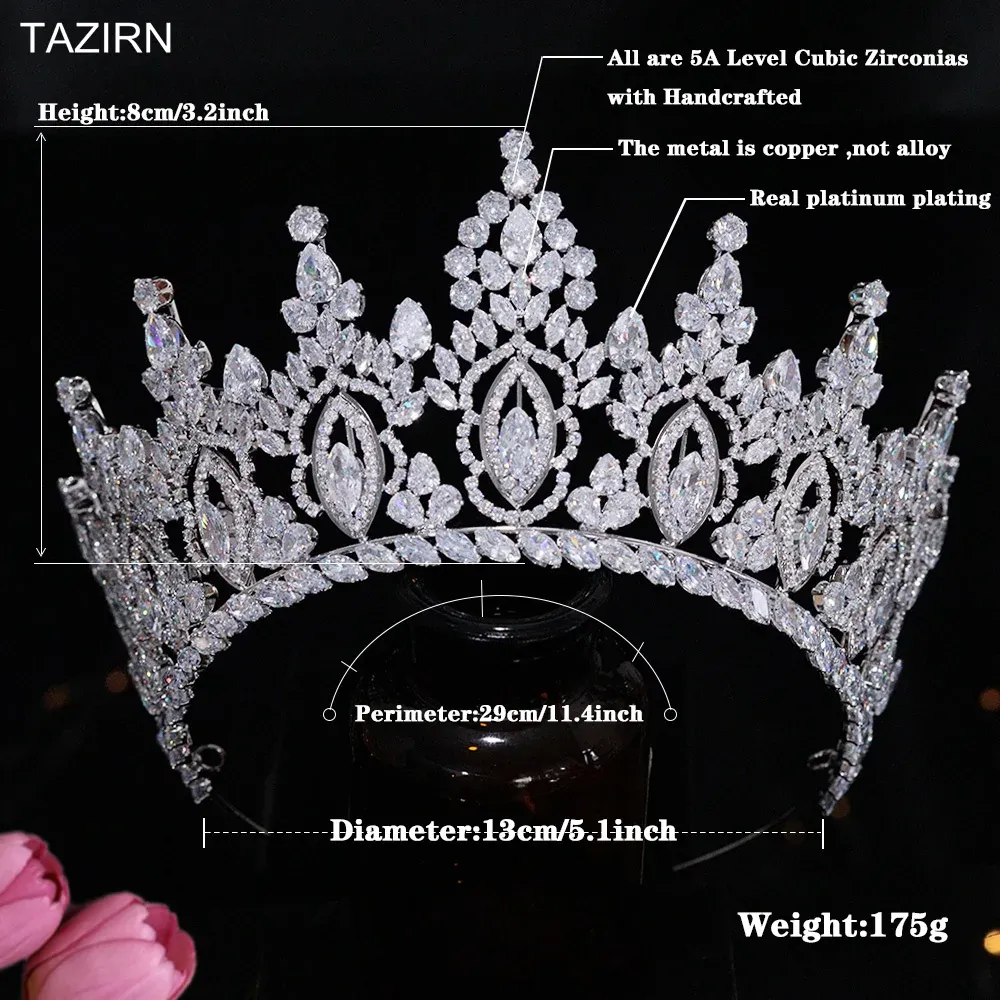 TAZIRN Luxury 5A Cubic Zirconia Large Bridal Crown  display picture 1