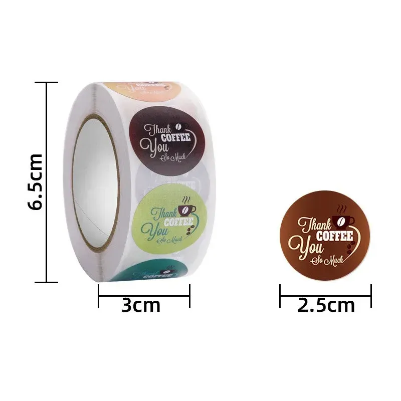Tea Label Round Sticker Round Milk Tea Cup Thank You Circle Sticker Labels 100 Coffee Shop ...