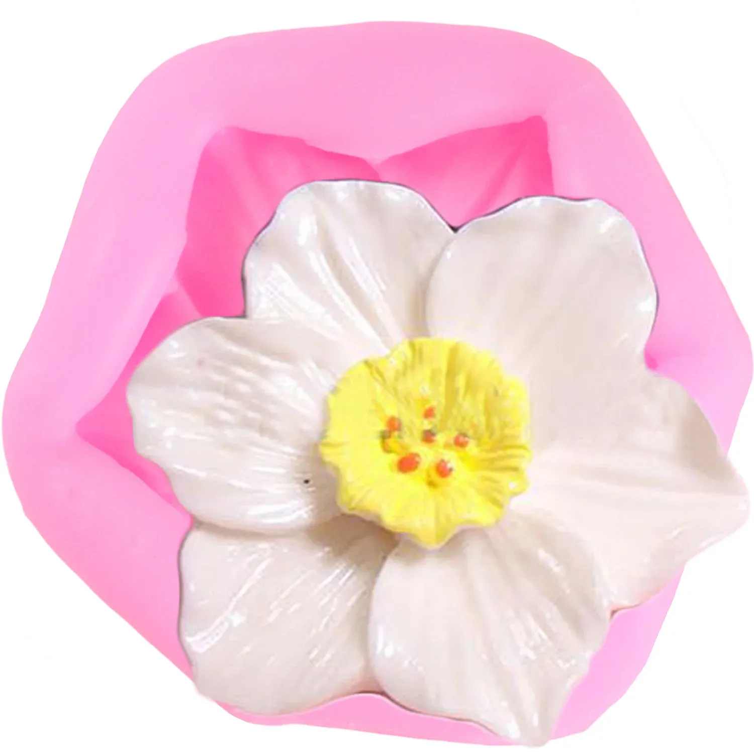 Scheam 2 Pieces Tropical Flowers Silicone Molds,Hibiscus Flower Fondant Mold ,Palm Leaf Candy Molds,Turtle Leaves Shape Resin Tools,for Cake Decorating Cupcake Topper Birthday Party Pink