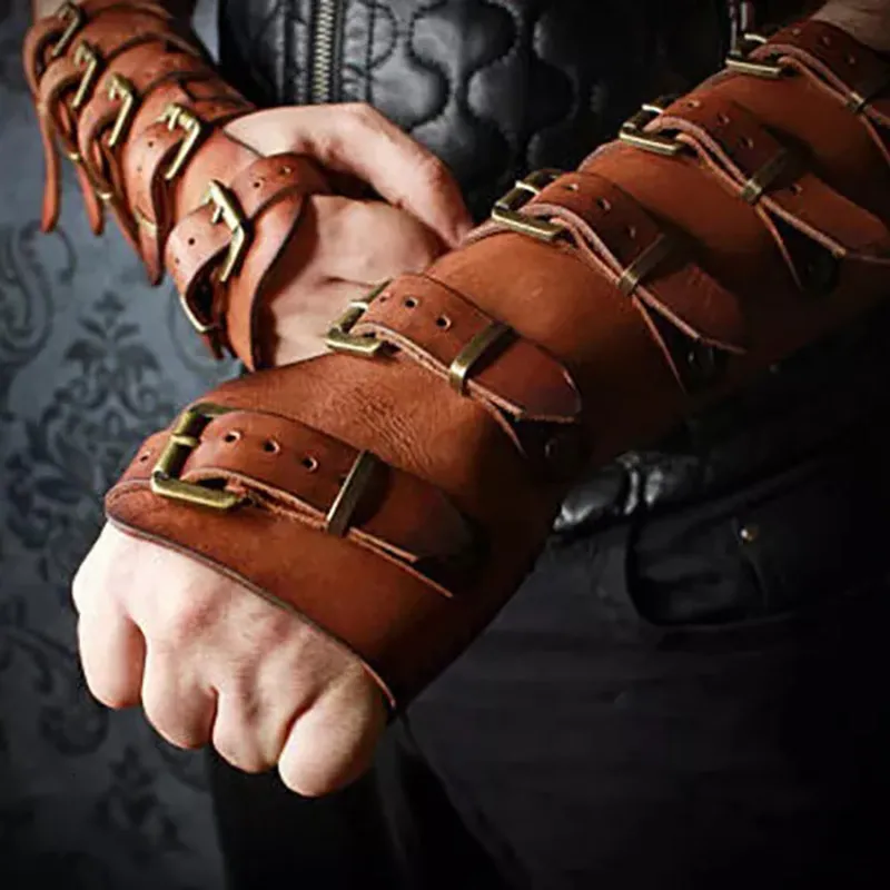 Viking Armor Medieval Leather Gauntlet Wristband, Viking Leather