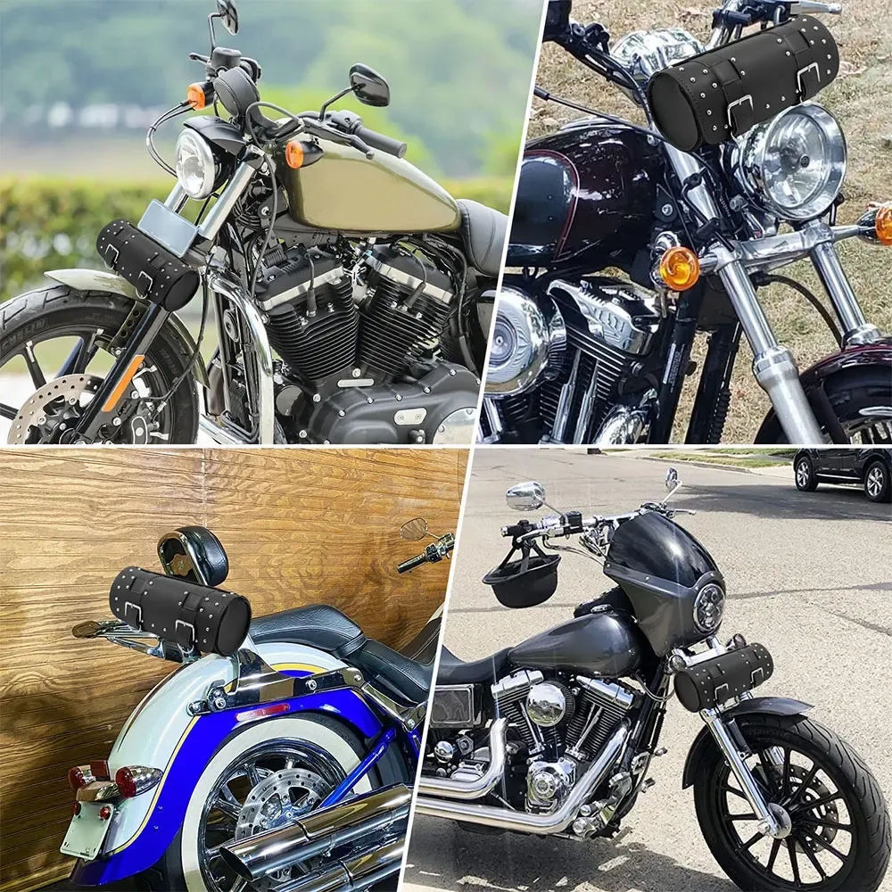 DHgate Motorcycle Fork Tool Bags Storage PU Leather Travel Pouch Front Luggage Bag Universal For Harley Sportster Touring Softail Dyna Automobiles Motorcycles