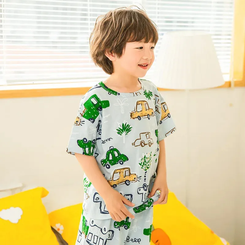 2024 Kids Pajama Sets Cotton Summer Pjs Sets For Boys Short Sleeve Sleepwear For Girls 2 10Y From Lang08 7.1 DHgate.Com