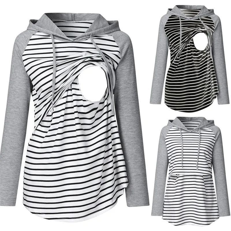 Women Pregnancy Nursing Jumper Long Sleeves Maternity Hoodies Breastfeeding Tops