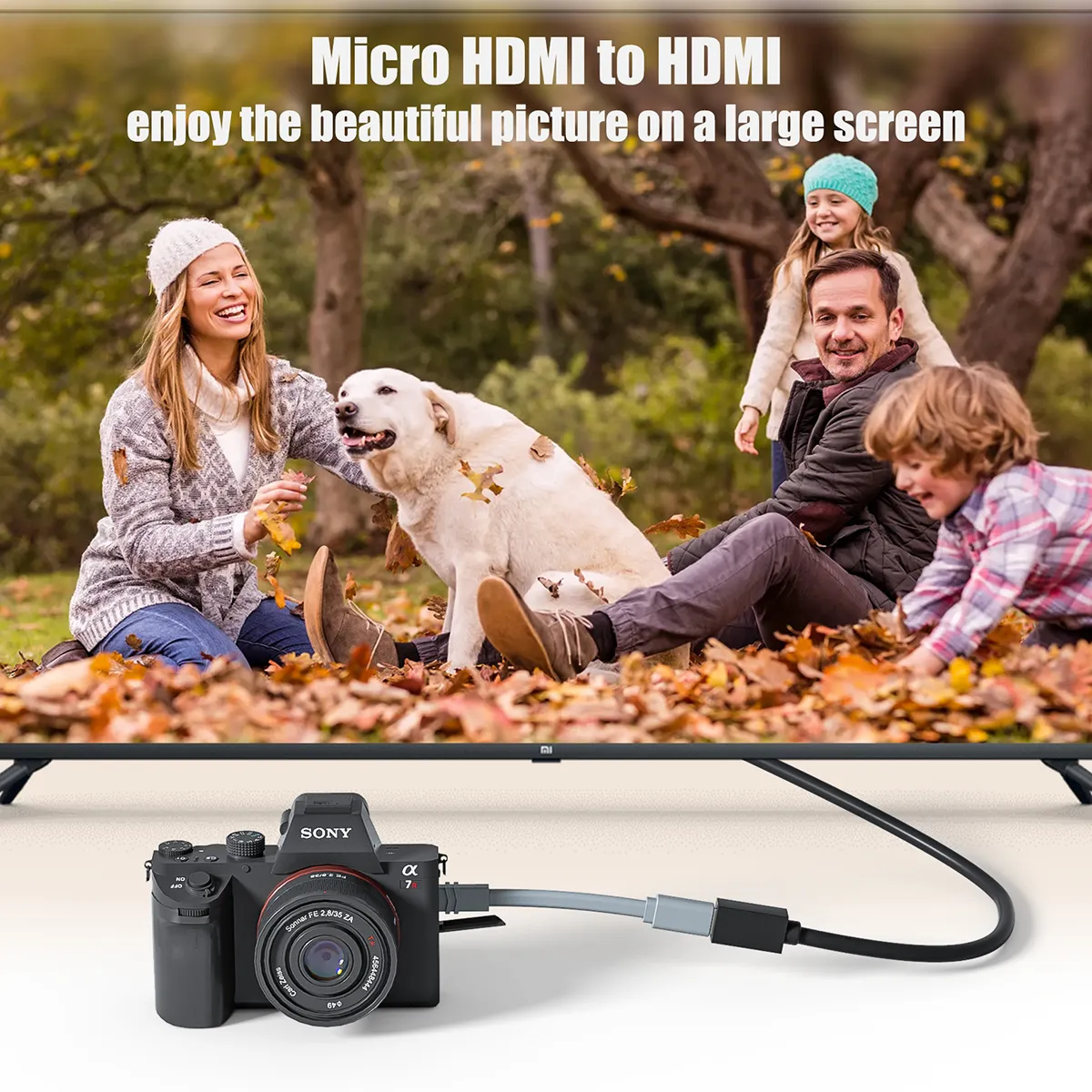 Mini DP to HDMI, 15cm Flat Micro HDMI to HDMI Cable 4K 60Hz