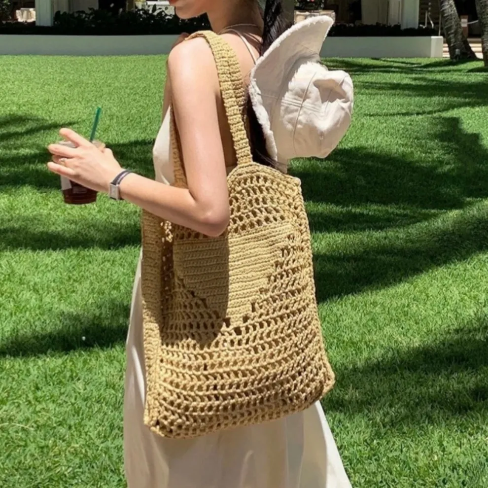 Save Big on Bulk Straw Summer Beach Bag Straw Summer Beach Tote Bag Large  Mesh Hollow Out Woven Shoulder Handbag For Vacation Best Deals on DHgate