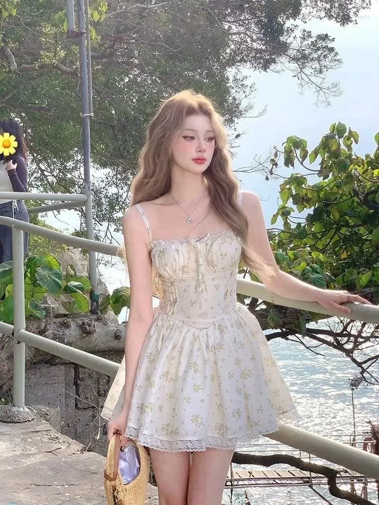 Short Formal Dresses For Women: Floral Suspender Dress Sweet