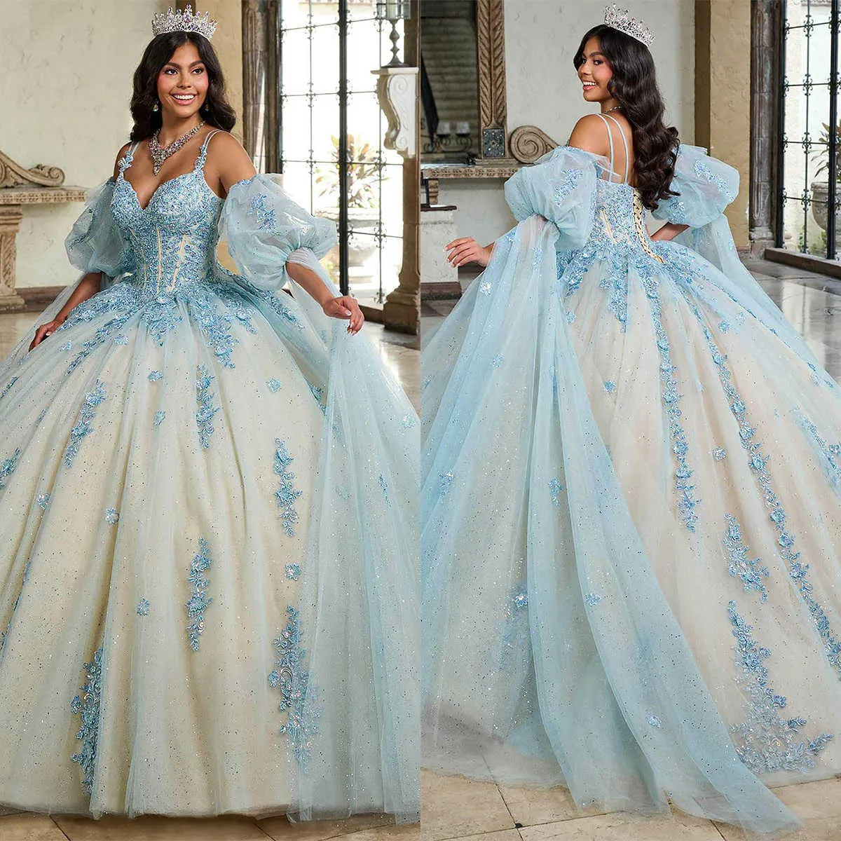 Short blue quinceanera dresses hotsell