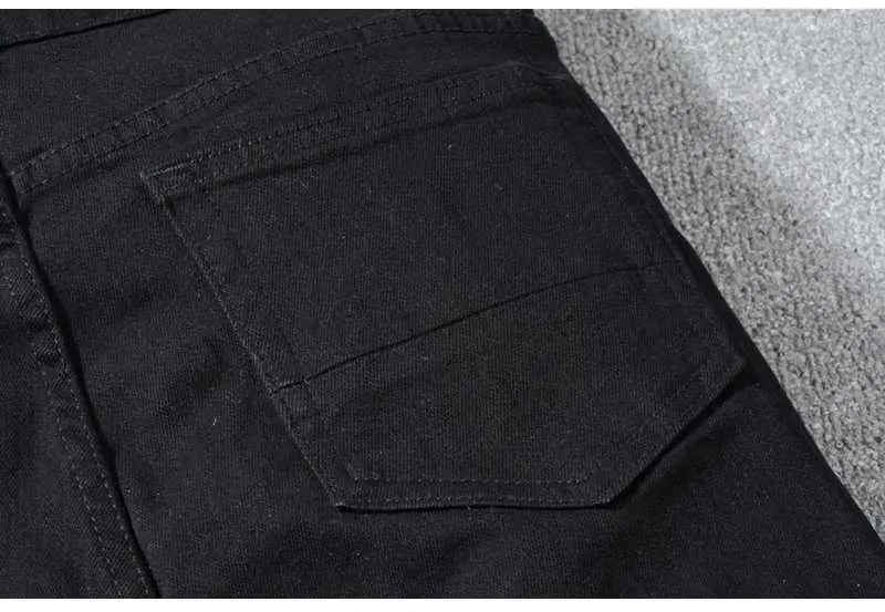 Herren Jeans Slim Fit Ripped Mit Strass Patchwork Schwarz_voghion.com