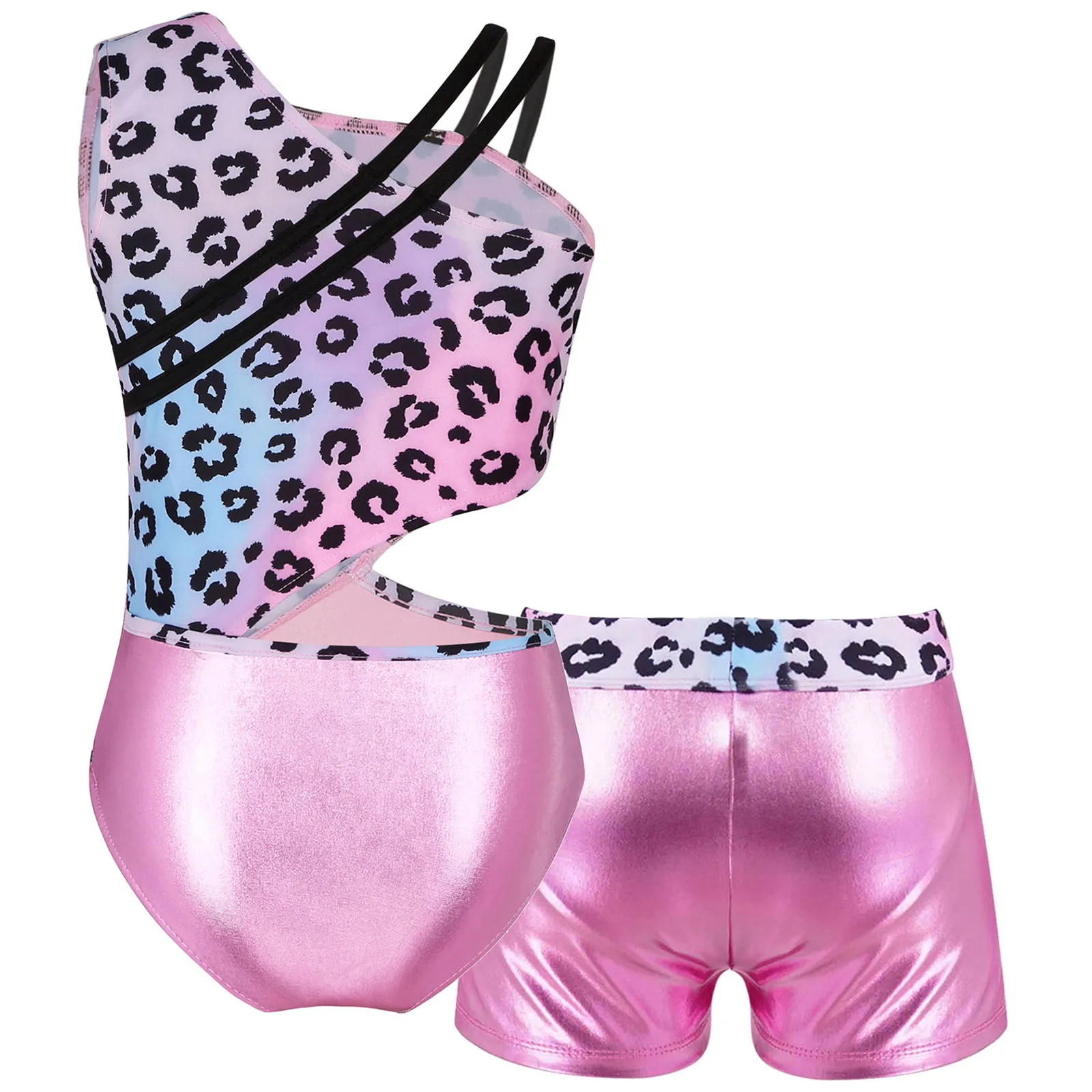 Balletpak voor meisjes, lange mouwen, turnpakje met shorts