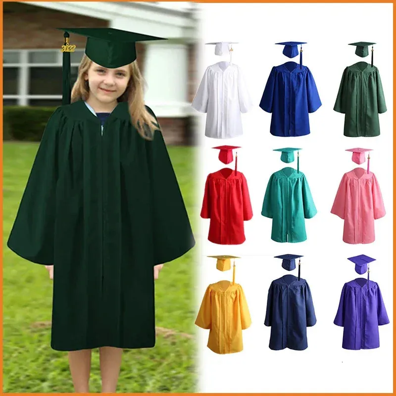 DHgate Kids Graduation Gown and Cap Set 2 Piece Academic Uniform for Kindergarten and Bachelors Ceremonies 24 Colors Baby Kids Maternity