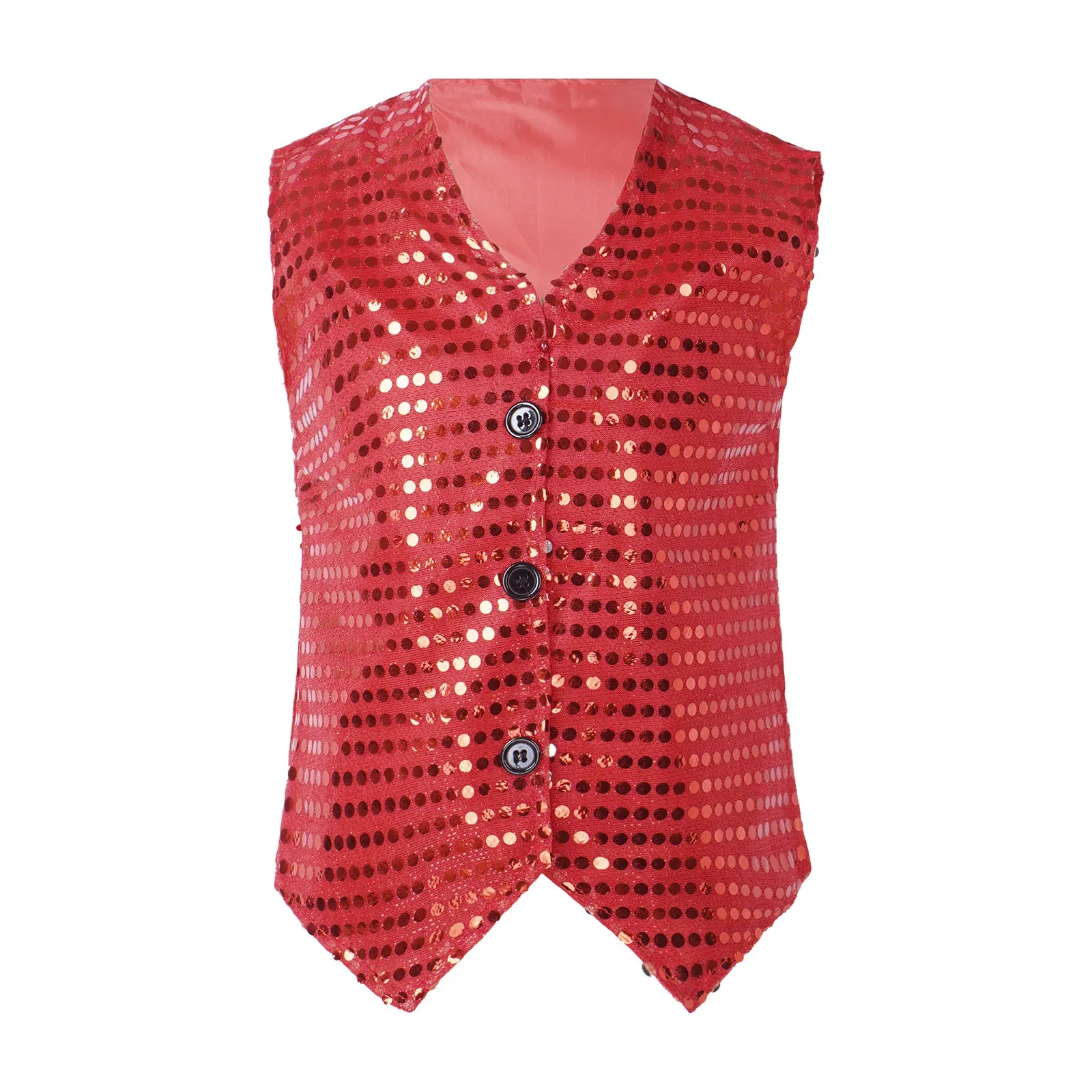 Sequin Dance Costume Vest: Kids Shiny Glitter Waistcoat For Jazz