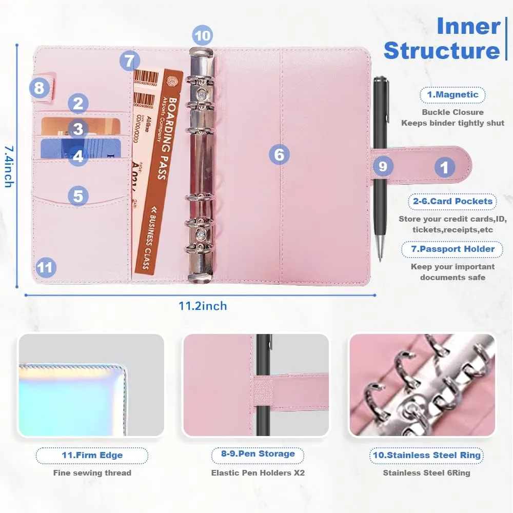Budget-Friendly Cash Envelope System: A6 PU Leather Binder with Savings ...