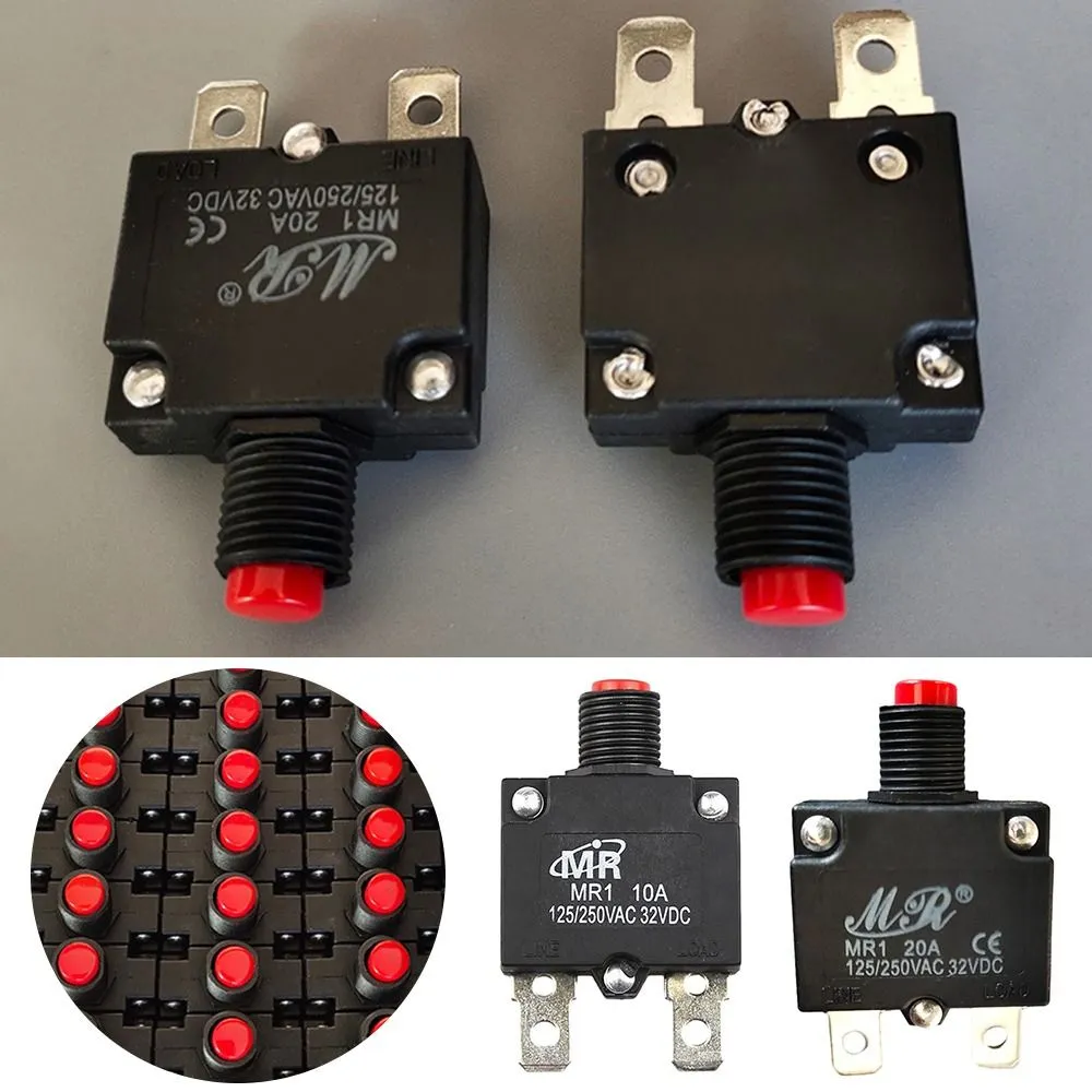 Uxcell AC 125/250V 5A Push Button Circuit Breaker - Air Compressor Thermal Overload Protector