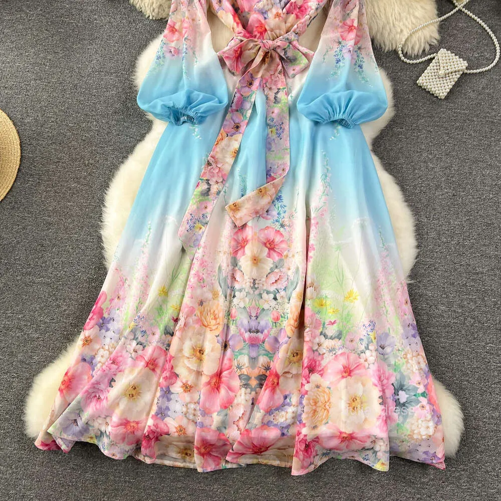 Elegant Spring Chiffon Dress - French Palace Style, Lantern Sleeves,  Lace-Up Waist, Sweet Floral Print, Perfect for Parties & Everyday Wear from  Dhgate Basic & Casual Dresses - price 36.19