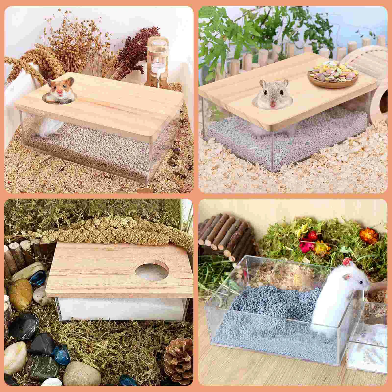 Hamster Sand Bath Tub Chinchilla Dust Bath House Small Animal Hideout Cage Accessory