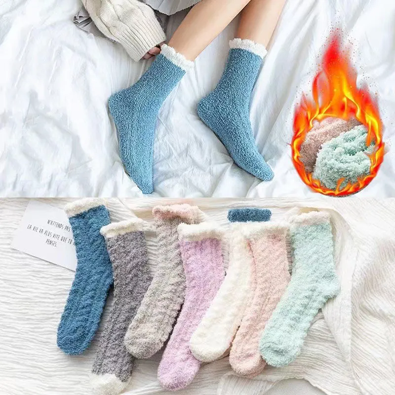 7 Paires Chaussettes Moelleuses Femme Hiver - Chaussettes Douces Antidérapantes Chaudes Pour Femmes Et Filles, 7 Couleurs