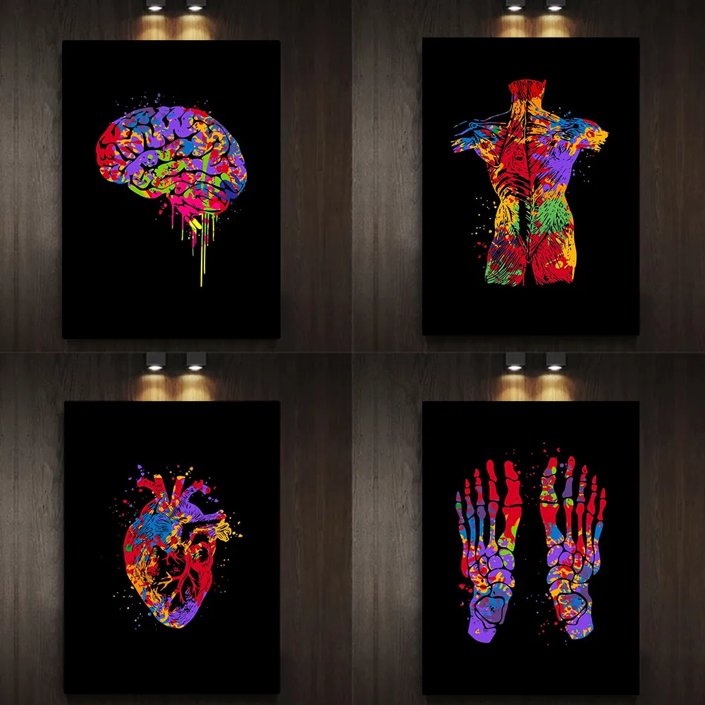 Abstract Organs Modern Abstract Watercolor Heart Anatomy Canvas Painting 16 × 20 in ...